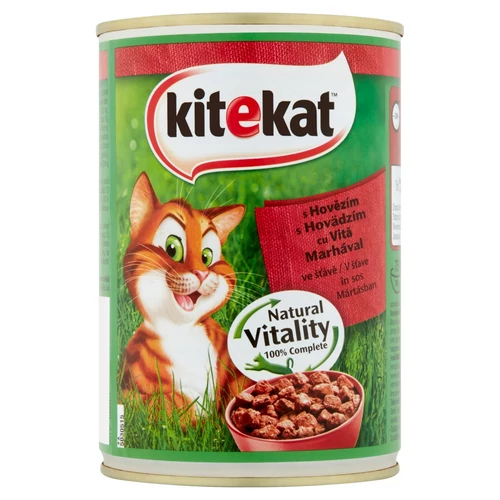 Kitekat konzerv állateledel macskák számára marhahússal mártásban 400 g