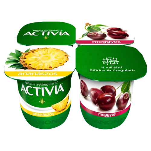 Danone Activia élőflórás, zsírszegény ananászos és meggyes joghurt 4 x 125 g (500 g)