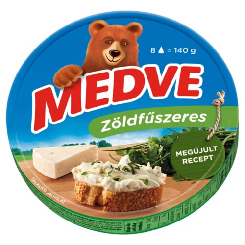 Medve zöldfűszeres kenhető, félzsíros ömlesztett sajt 8 db 140 g