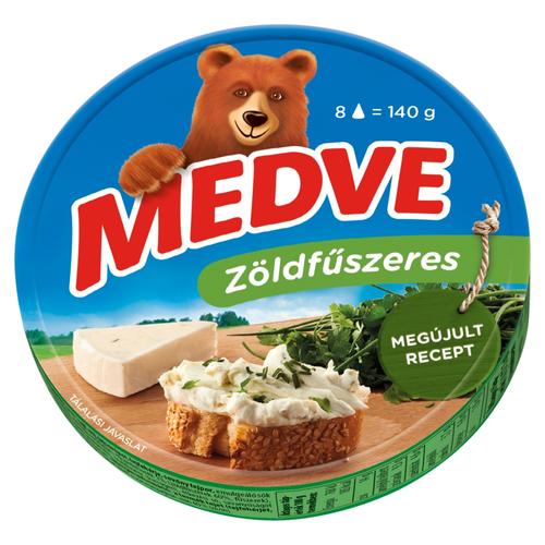 Medve zöldfűszeres kenhető, félzsíros ömlesztett sajt 8 db 140 g