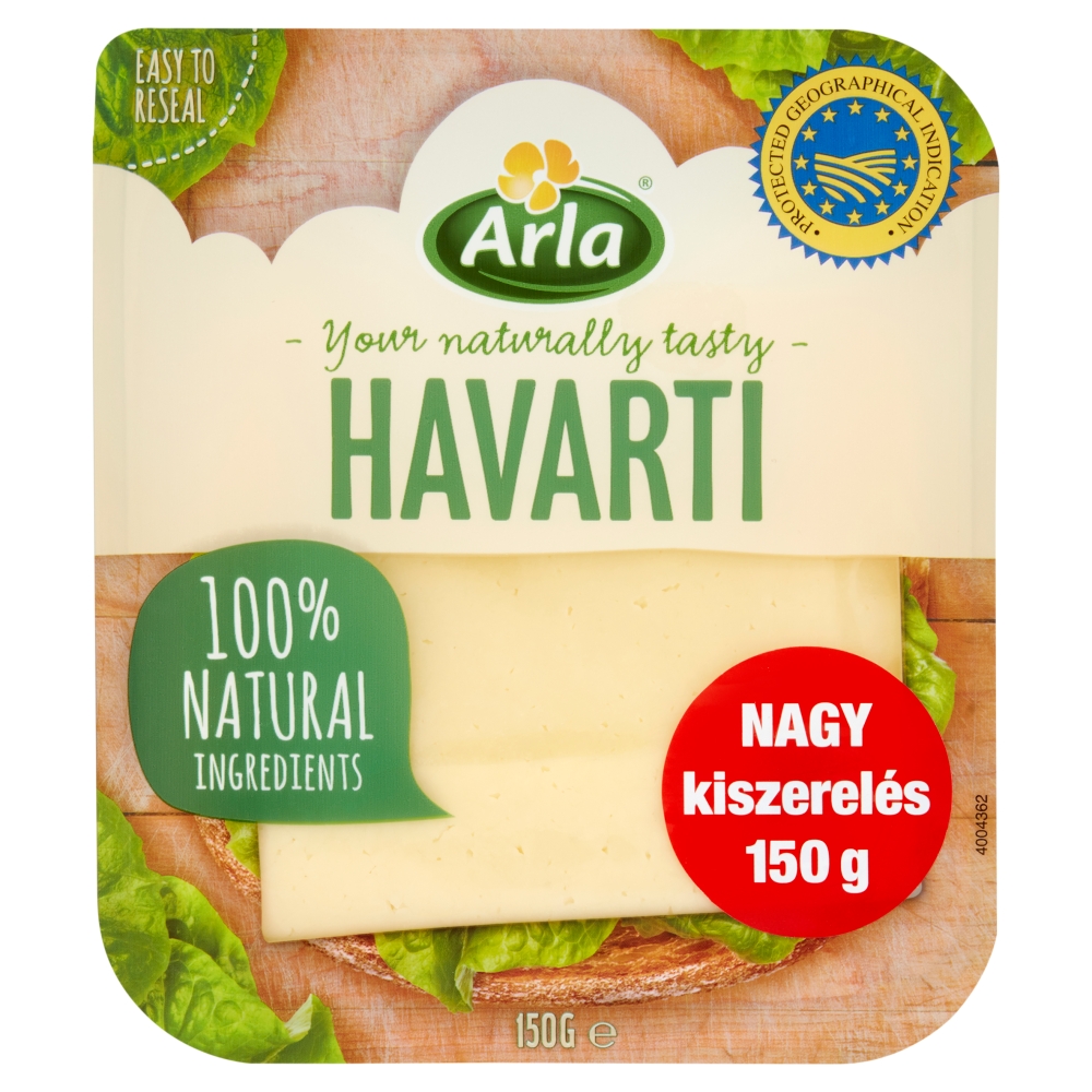 Arla szeletelt havarti röglyukas zsírdús, félkemény sajt 150 g