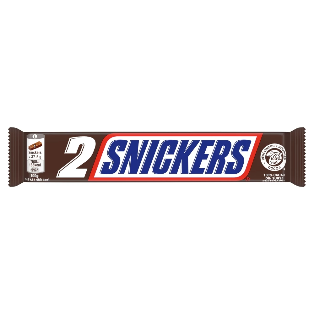 Snickers karamellás földimogyorós krémes szelet földimogyoró darabokkal 2 x 37,5 g (75 g)