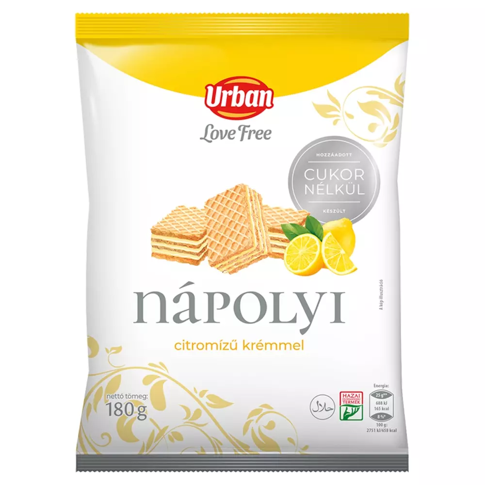 Urban LoveFree hozzáadott cukor nélküli citromízű nápolyi édesítőszerrel 180 g