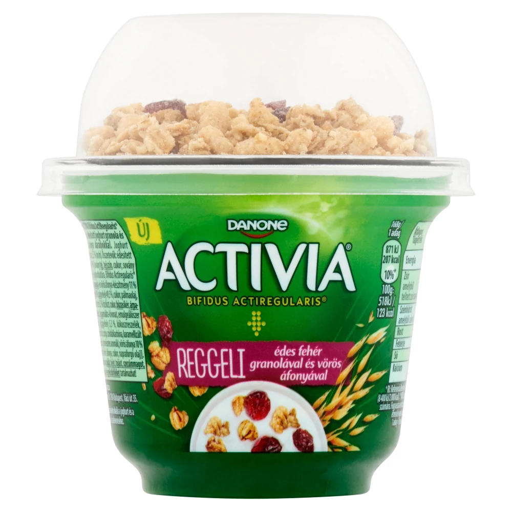 Danone Activia Reggeli élőflórás édesített joghurt granola és vörös áfonya darabokkal 168 g
