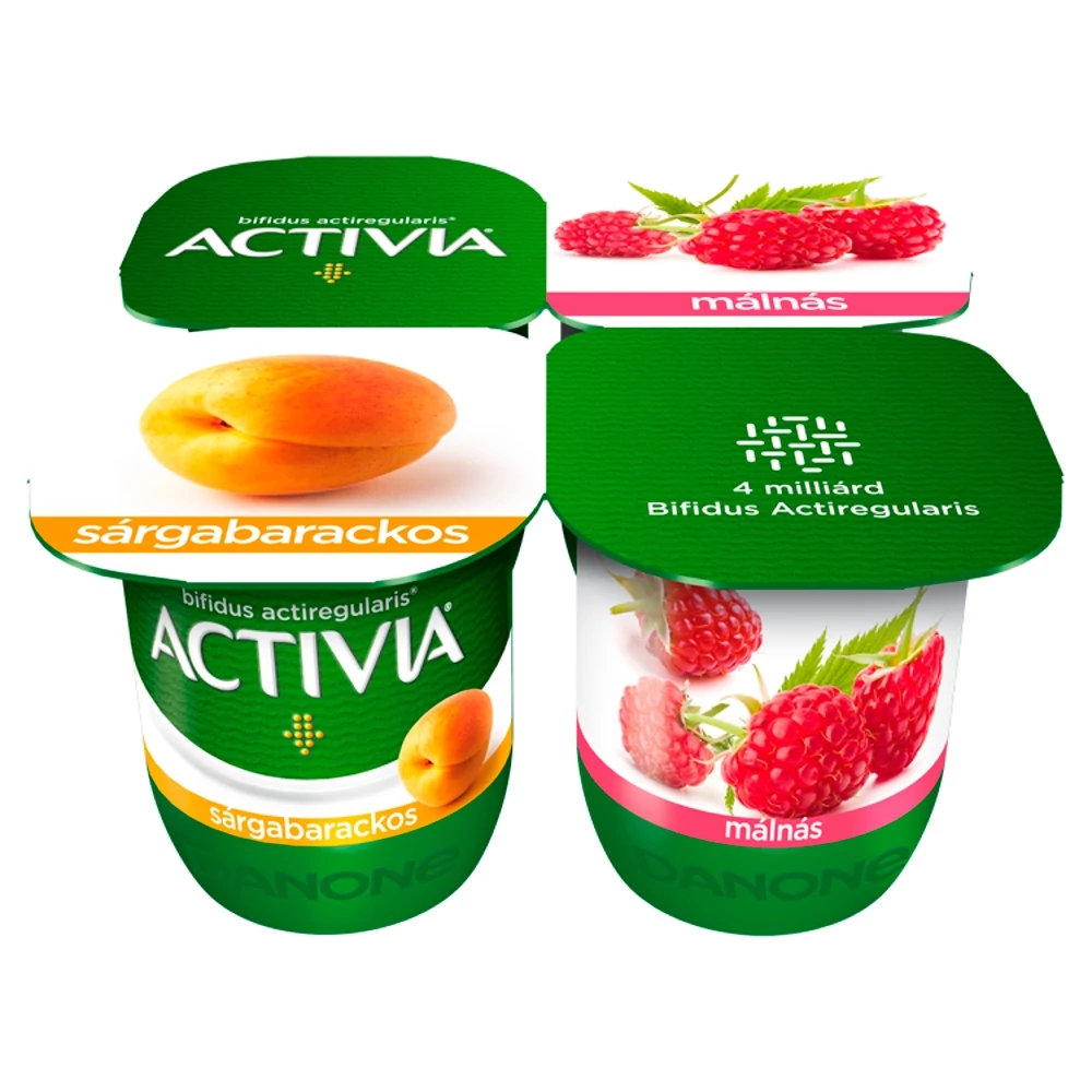 Danone Activia élőflórás málnás és sárgabarackos joghurt 4 x 125 g (500 g)