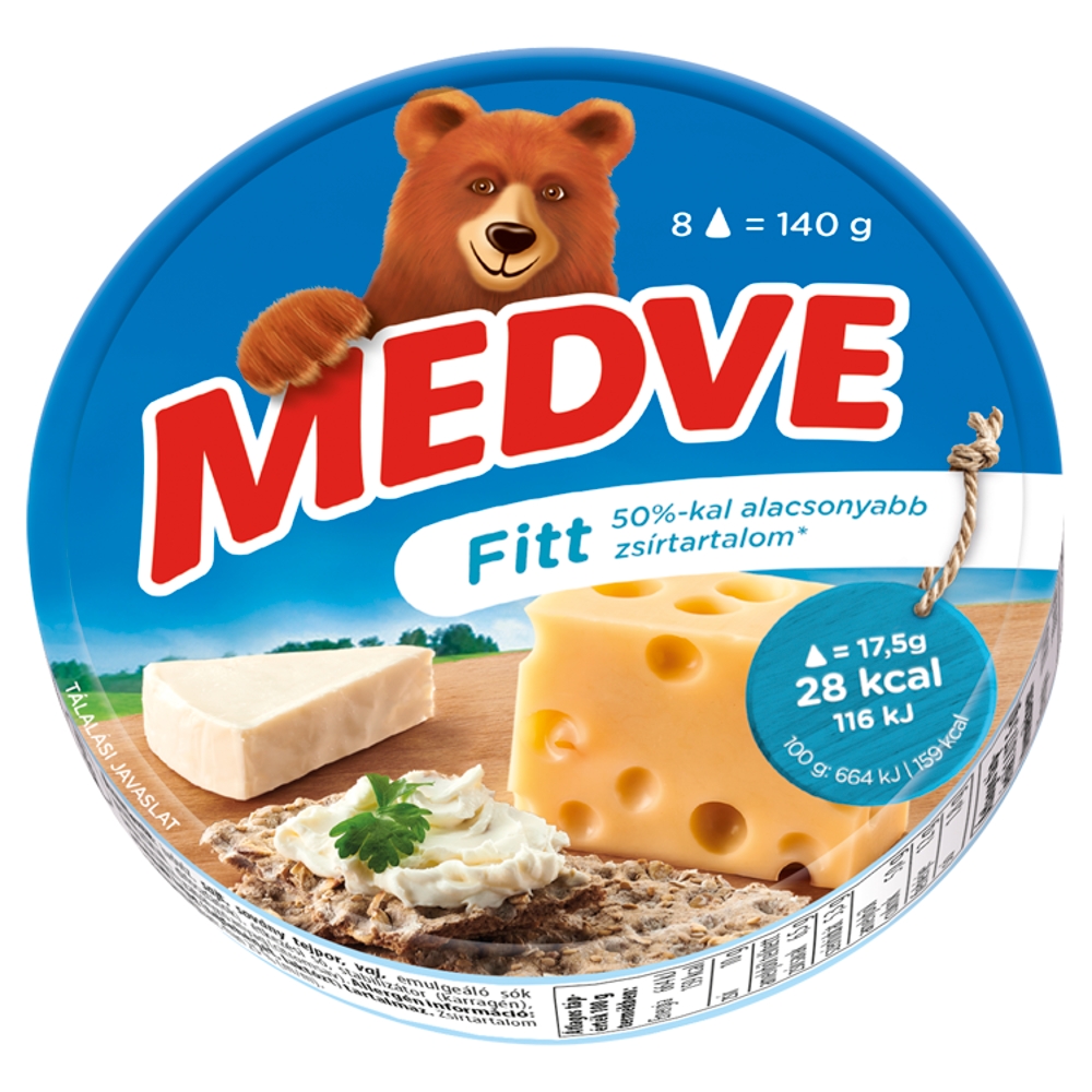Medve fitt kenhető, félzsíros ömlesztett sajt 8 x 17,5 g (140 g)