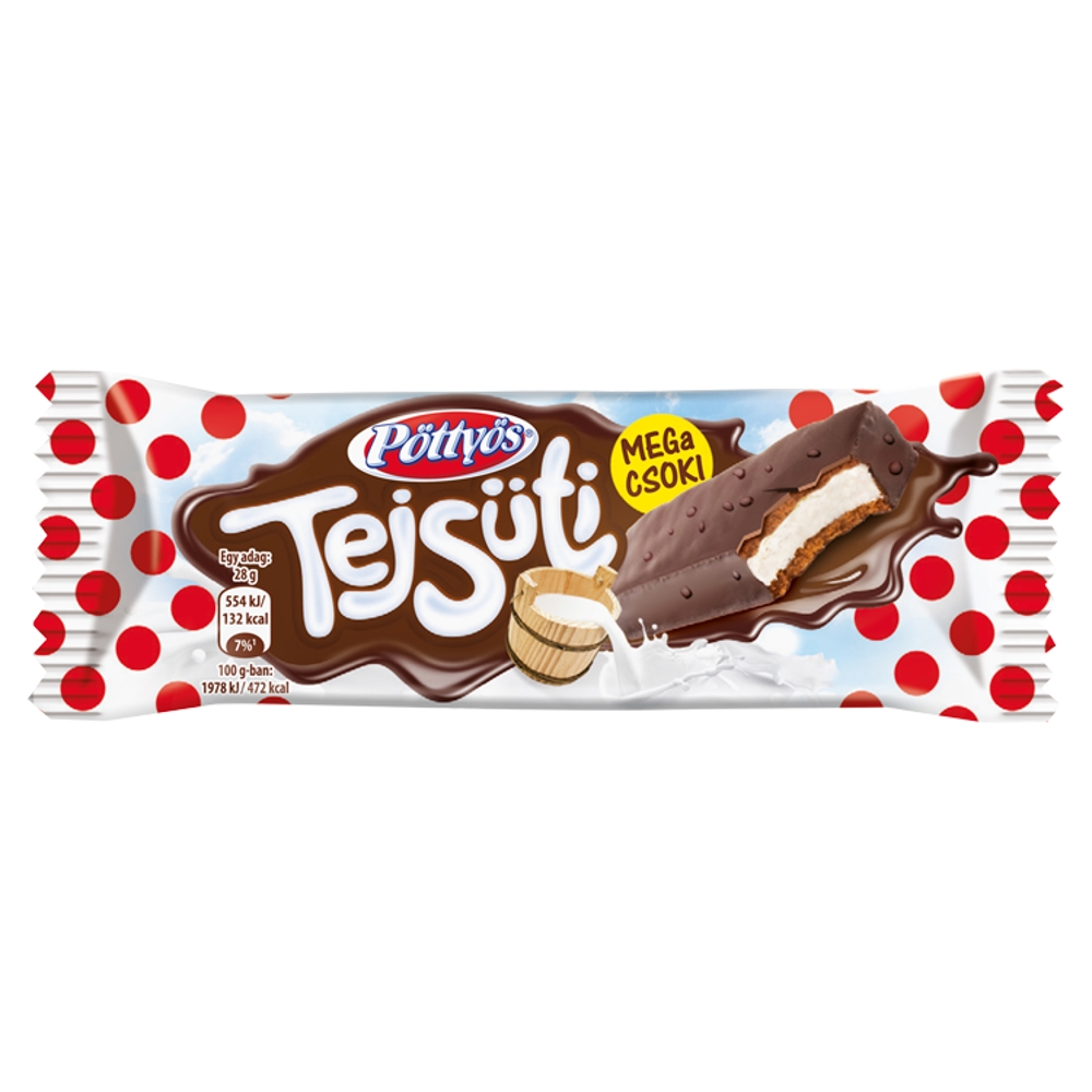Pöttyös Tejsüti tejes krémmel töltött kakaós piskóta csokoládé bevonattal 28 g