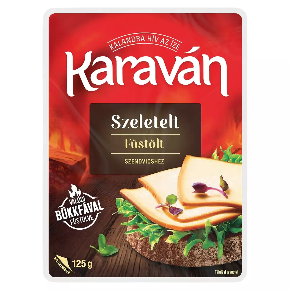 Karaván szeletelt füstölt zsíros ömlesztett sajt 125 g