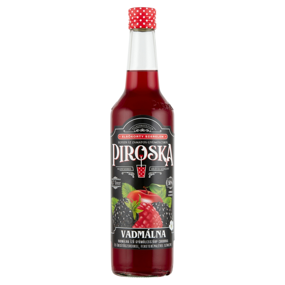 Piroska vadmálna ízű gyümölcsszörp feketerépalével színezve cukorral és édesítőszerrel 0,7 l