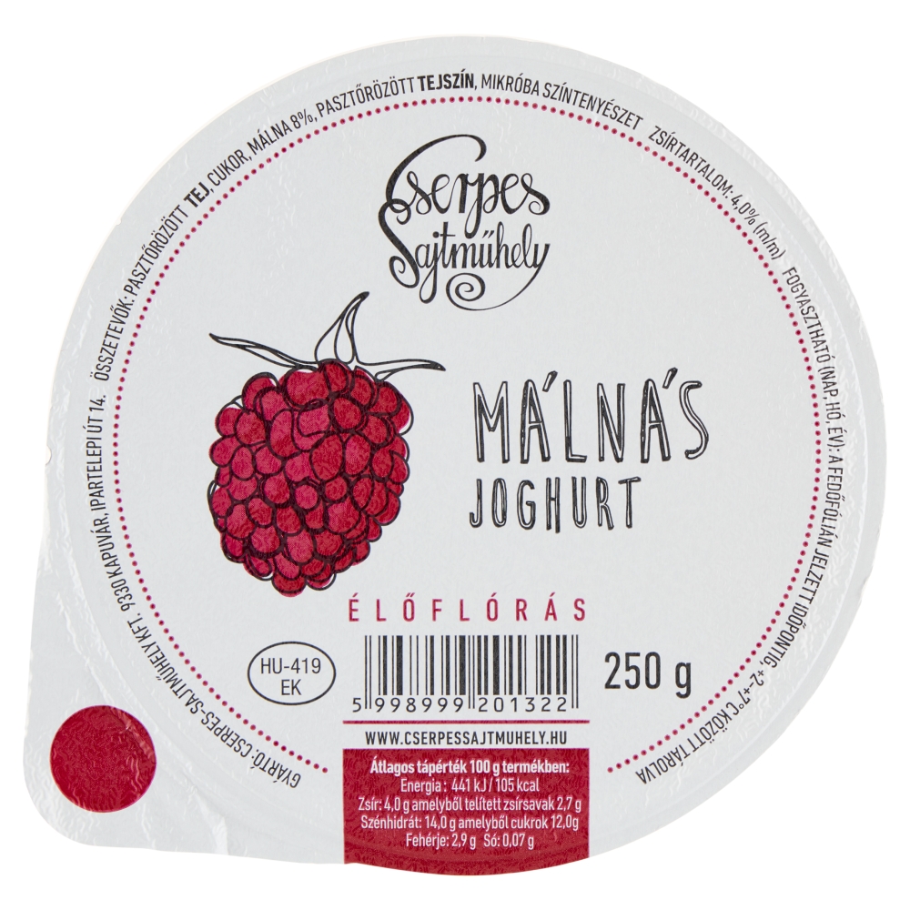 Cserpes joghurt 250 g málnás
