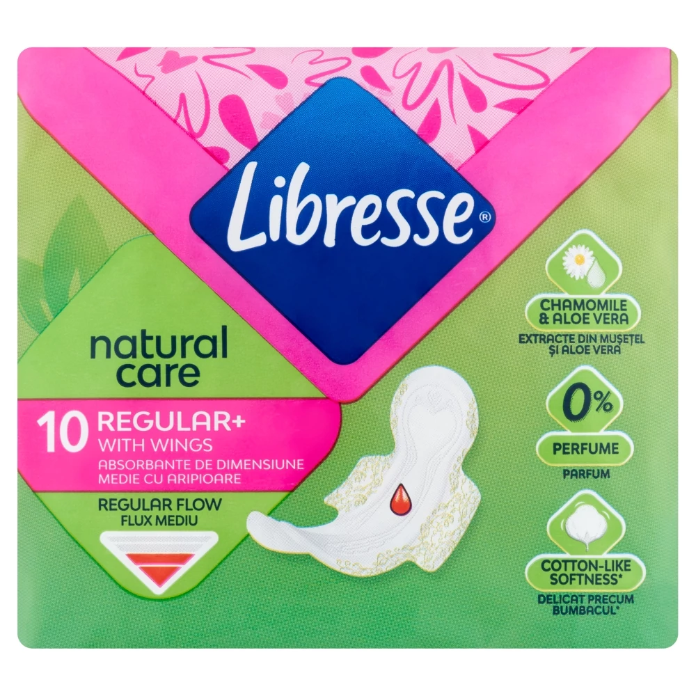 Libresse Regular+ Natural Care szárnyas egészségügyi betét 10 db